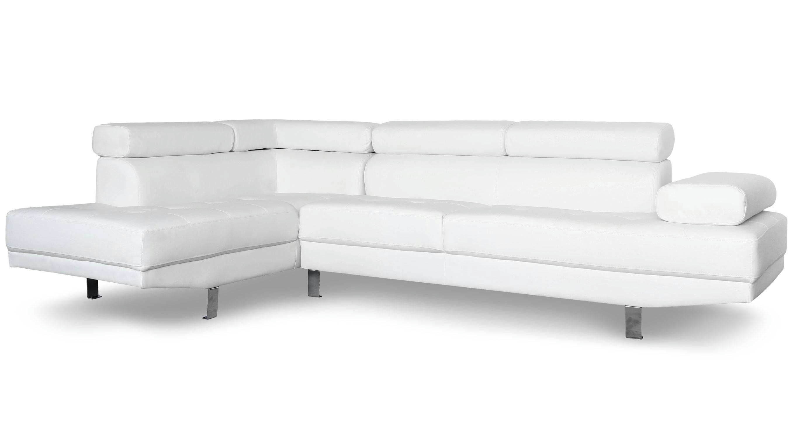 ALFA - Canapé d'angle avec têtières relevables blanc