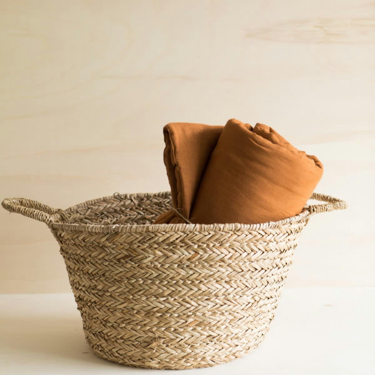 LES ESSENTIELS - Edredon en lin lavé marron cuivre 90x190