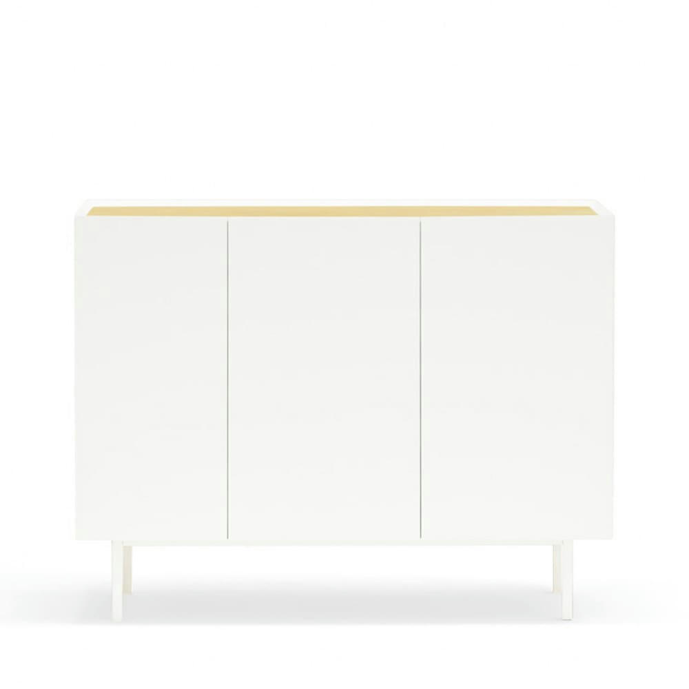 ARISTA - Buffet en bois 3 portes 3 tiroirs L110cm blanc