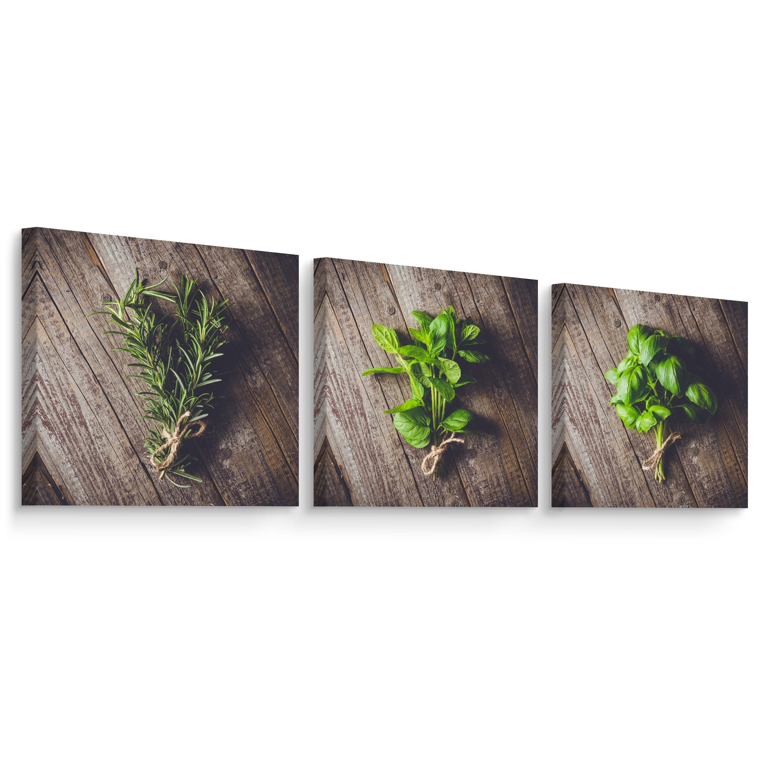 Obrazy Do Kuchni SET Świeże Zioła 120x40cm
