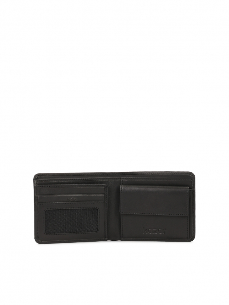 Black leather wallet with coin slot
