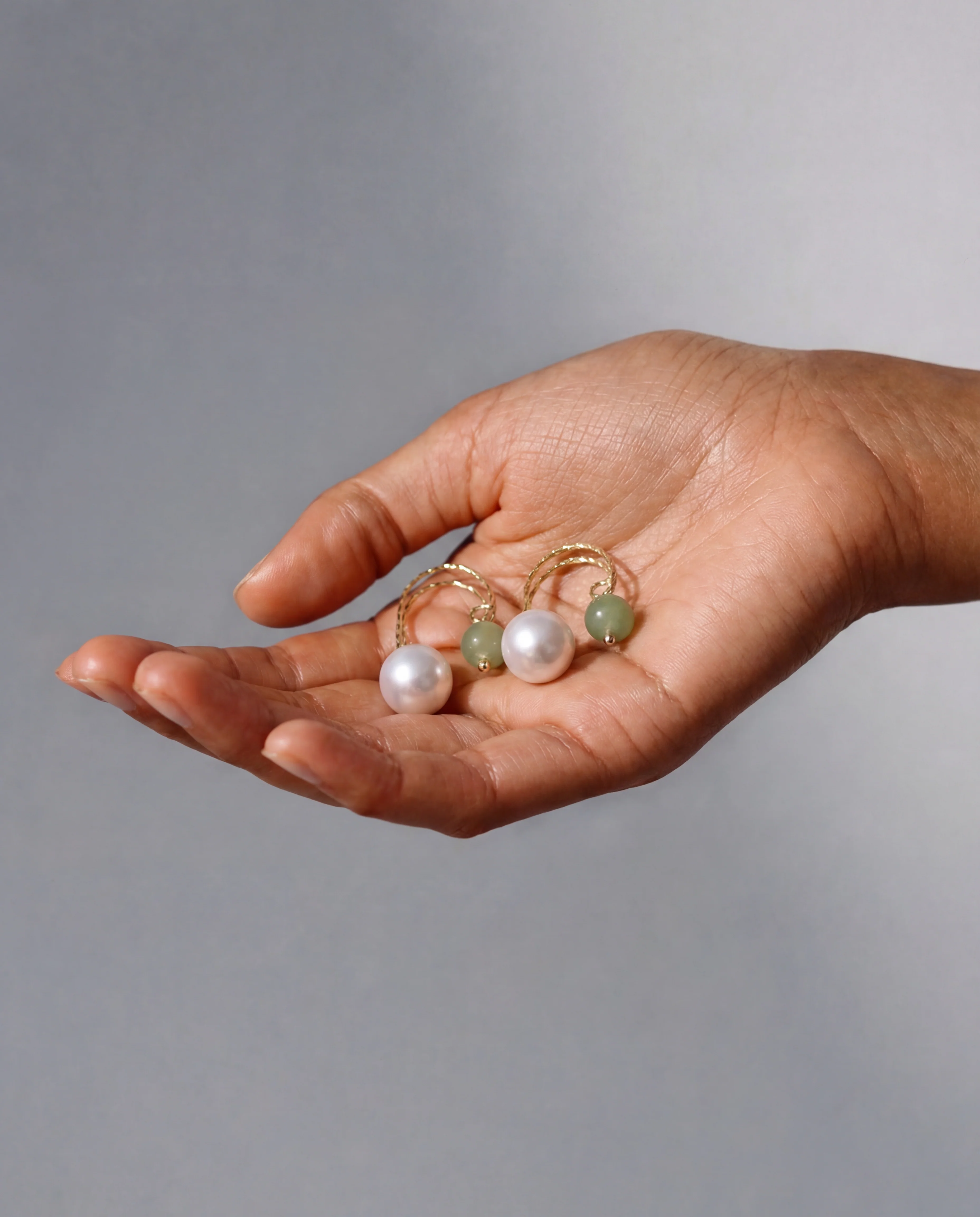 Ana — Pearl Jade Thread Earrings