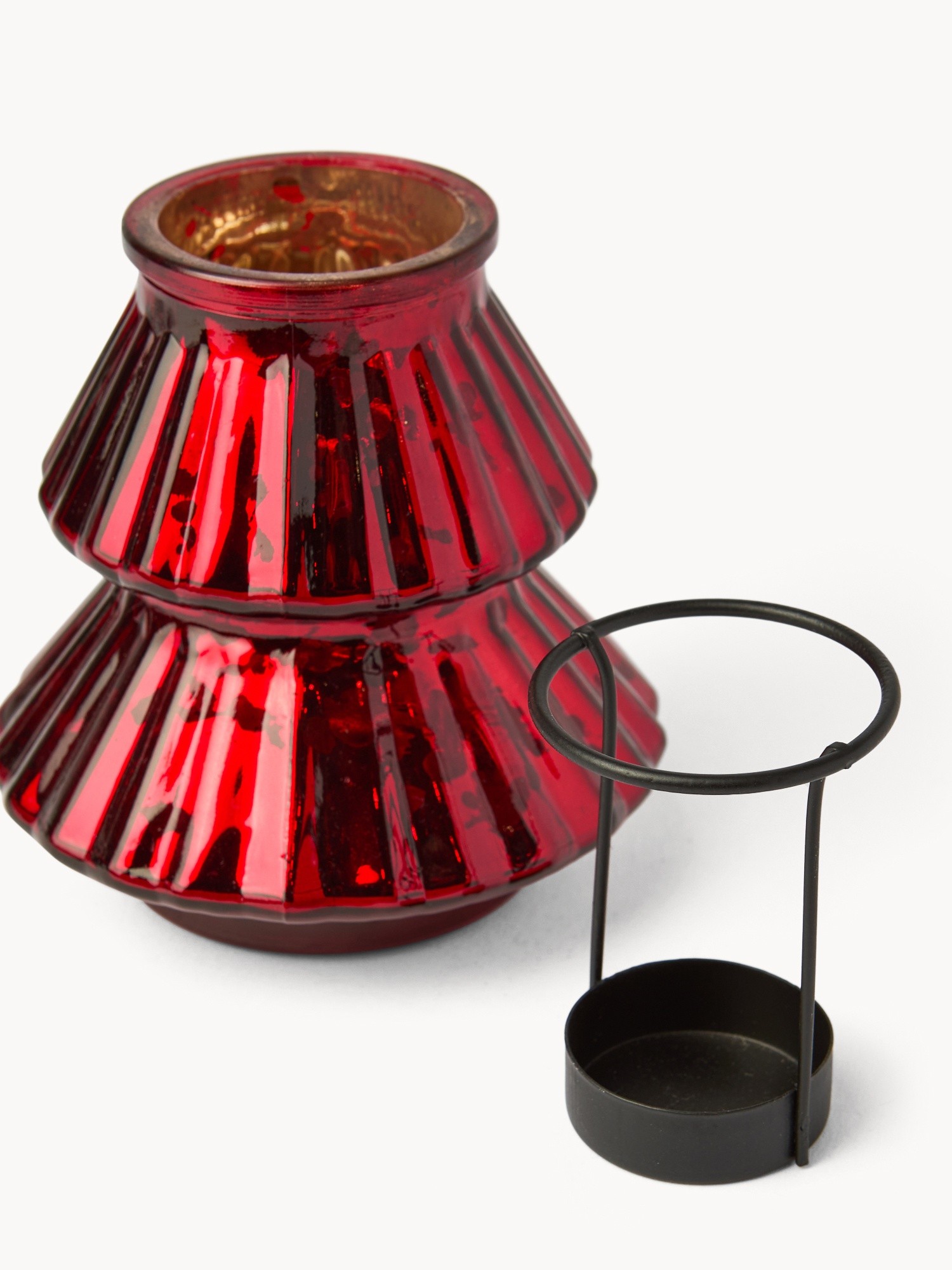 Porta t-light in vetro ad albero di Natale