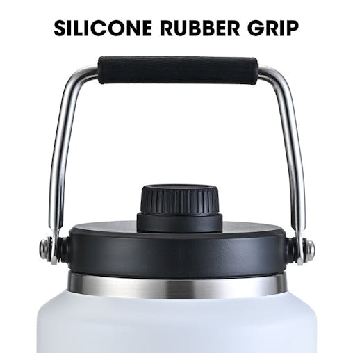 NNEMB 3.8L Double Wall Insulated Stainless Steel Water Bottle, Drink Jug with Handle, White