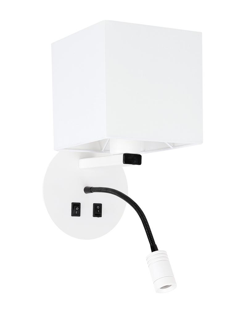 1 LAMPA magnum kinkiet okragły 1x40w e27 3w led abażur kwadrat biały
