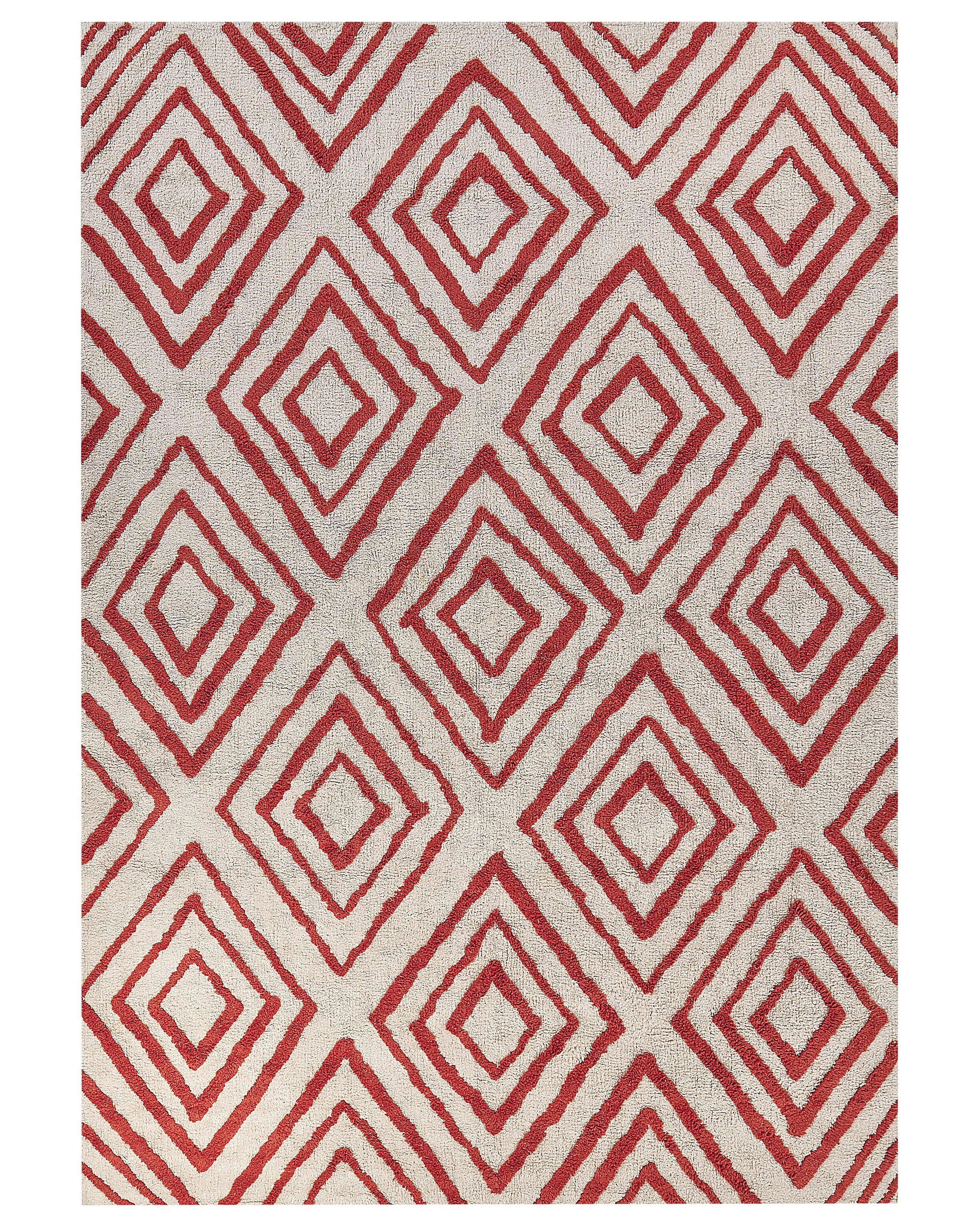 Dywan bawełniany 160x230 cm biały z czerwonym