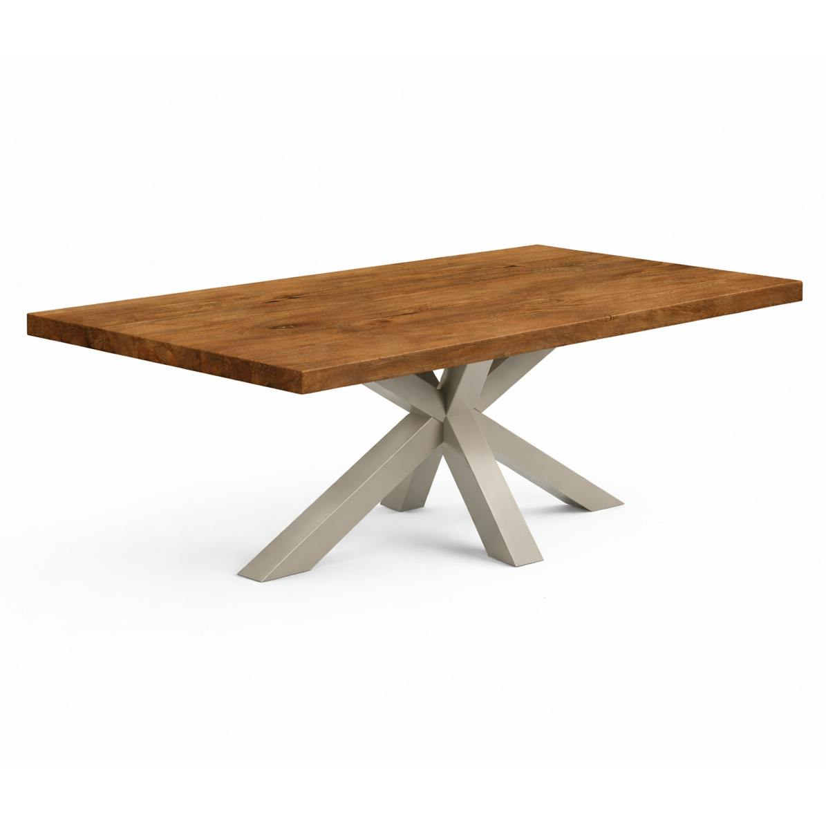 Table extensible bois brun bords droits pied grège 240 cm PALERME