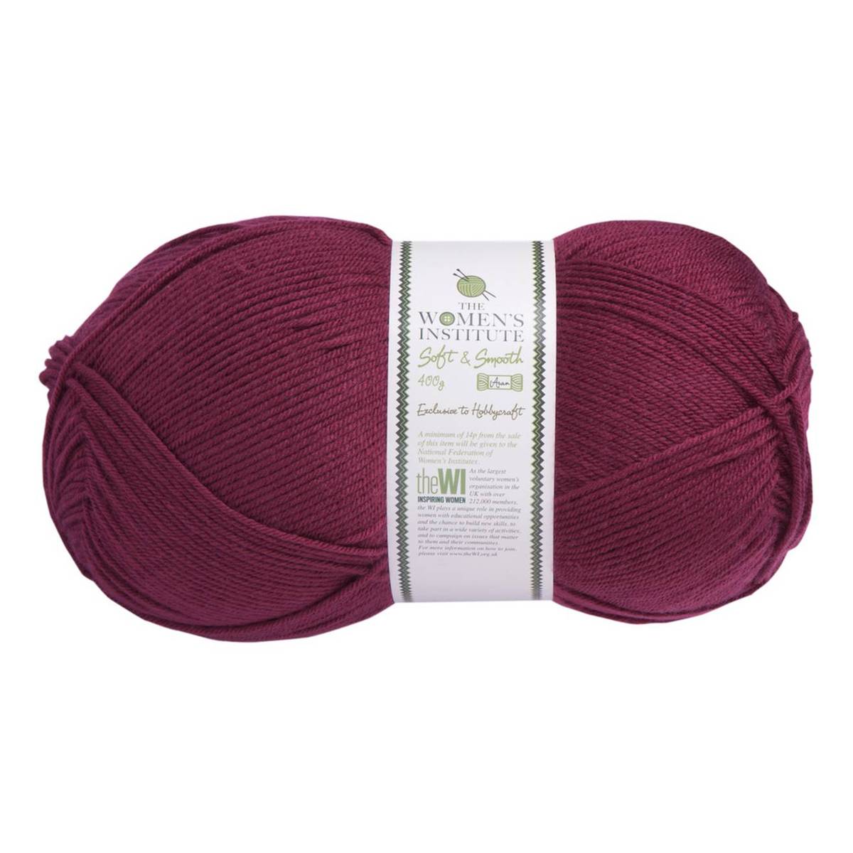 Women's Institute Plum Soft and Smooth Aran Yarn 400g