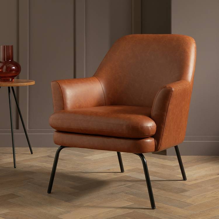 Habitat Celine Faux Leather Accent Chair - Tan
