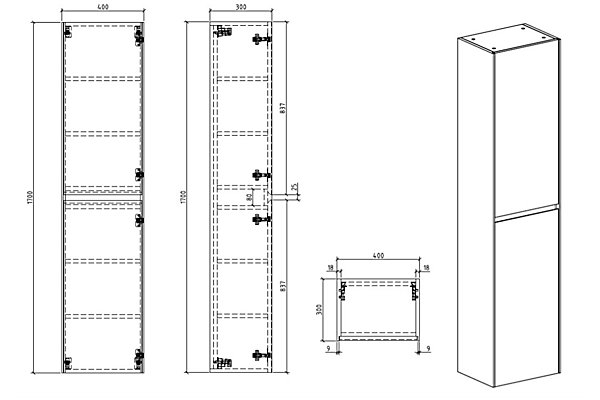 Meuble de salle de bain sous lavabo Naturel Stilla 80x30x45 cm blanc (STILLAD08005DBK)