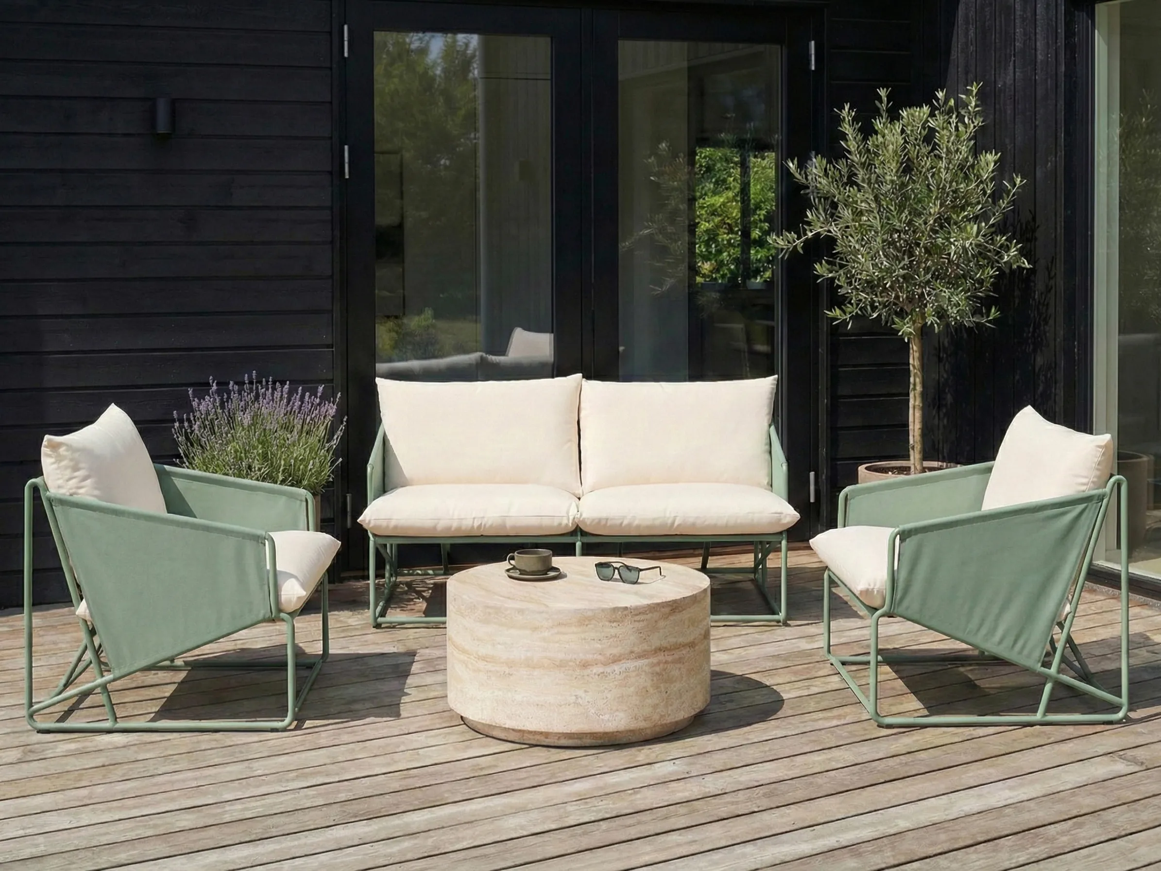 Garden Sofa Set 4 Seater PONTE Metal Green