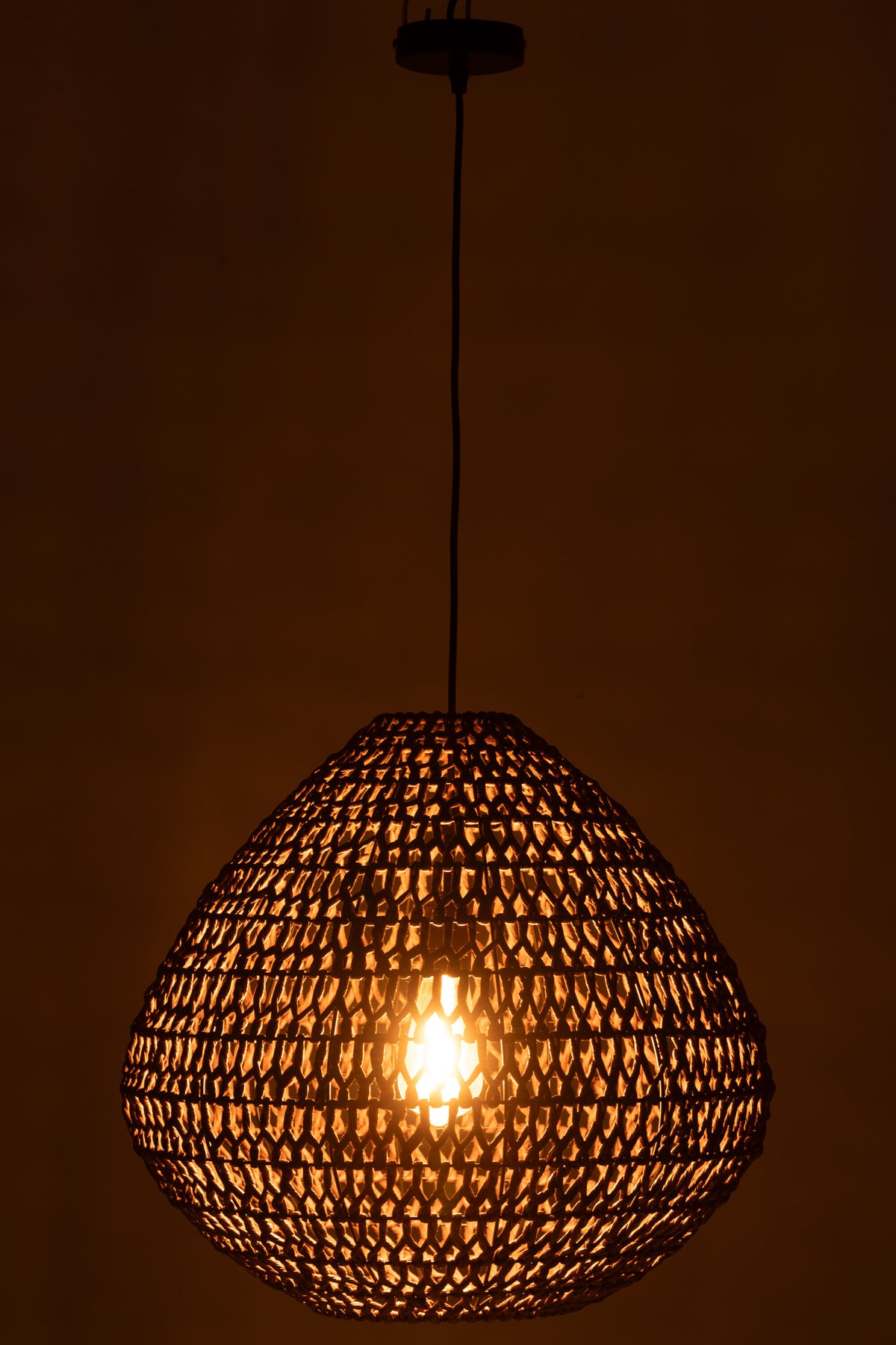 J-Line hanglamp Getwist - metaal - donkerbruin/naturel
