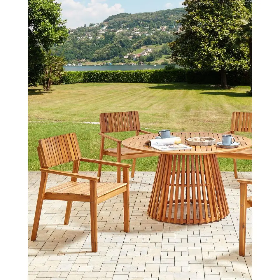 AGELLO- Tuinstoel set van 2 - Lichthout - Acaciahout