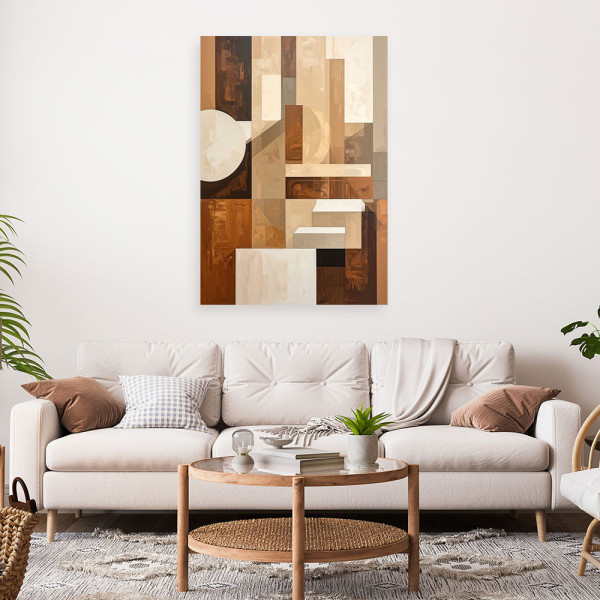 Obraz do salonu sypialni kuchni, Beżowa Abstrakcja Figury 20x30