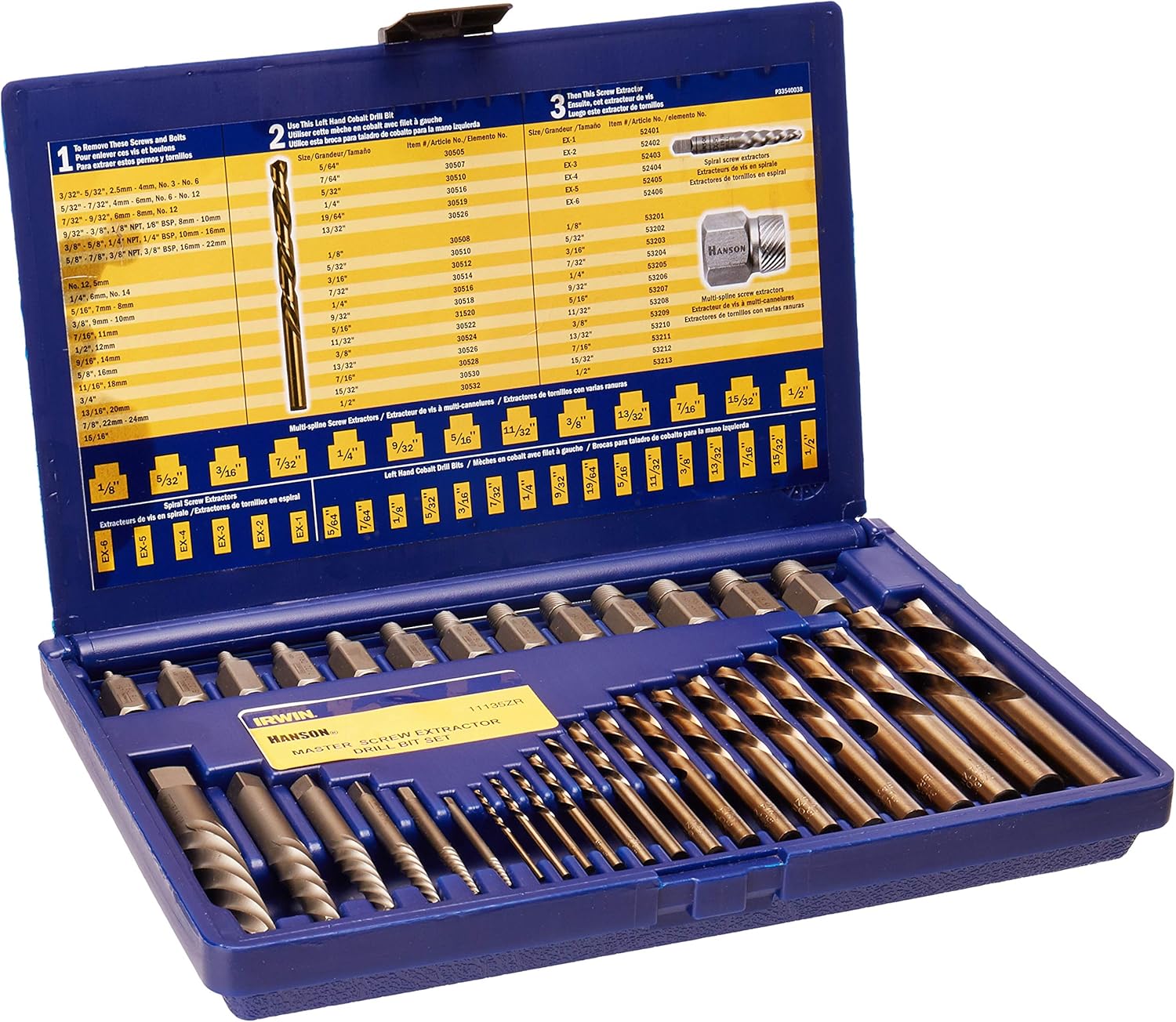 Screw extractor and drill bit set, 35 pieces per pack(35-Piece)