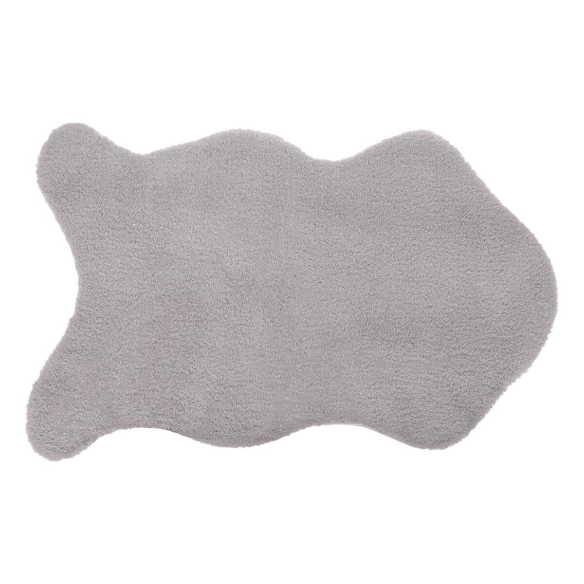 Fur effect round rug Grey, 60x90 cm