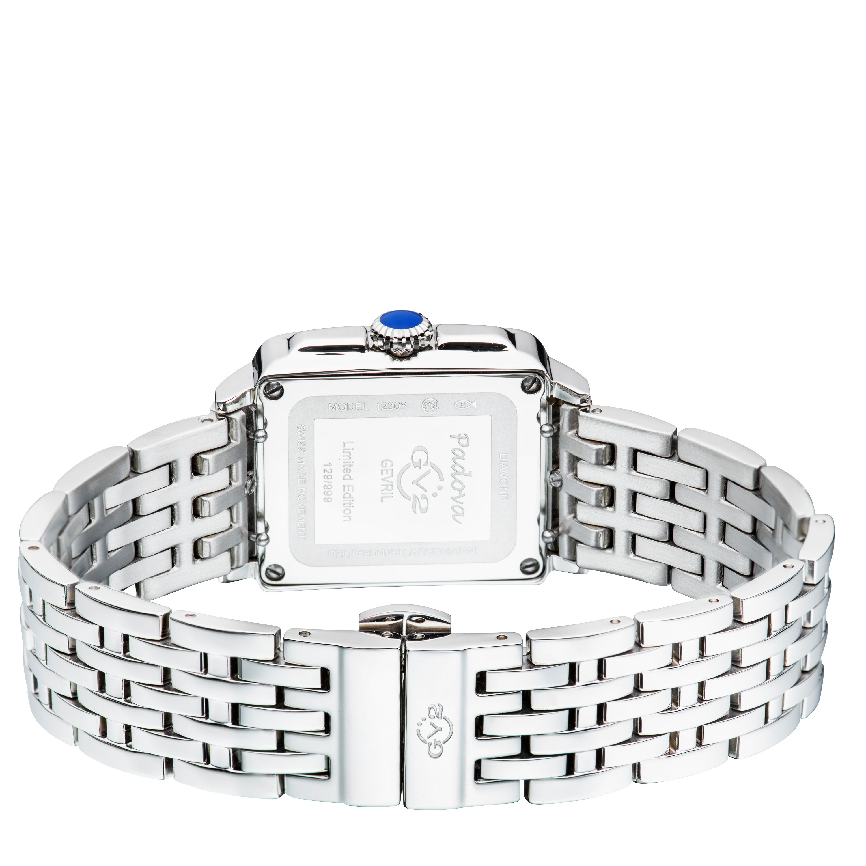 GV2 Padova, Swiss Quartz Watch, Black Dial, 316L Stainless Steel, and Sapphire Crystal