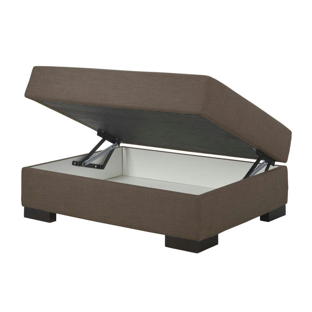 Terence - Pouf pour canapé modulable en toile gris taupe avec coffre de rangement