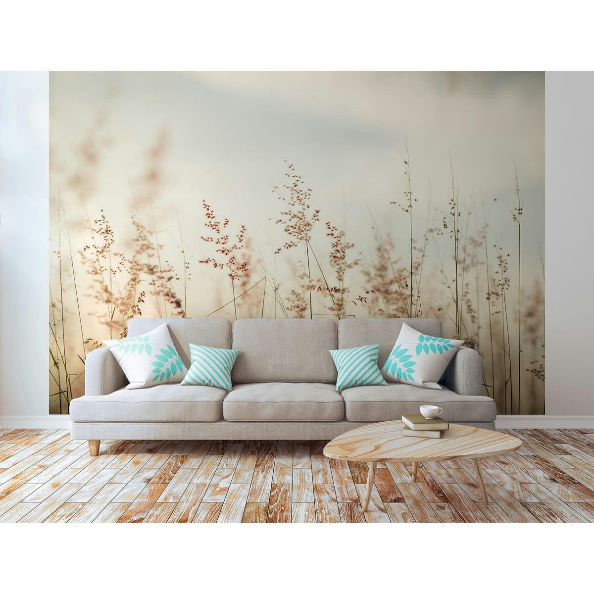 PAMPA - Papier peint panoramique en papier beige clair 384x270