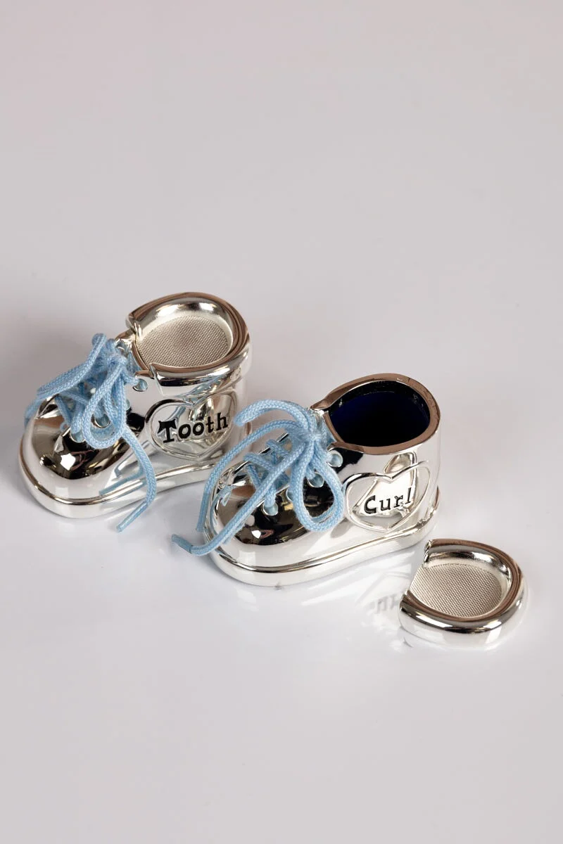 Silver Baby Boy Booties Tooth & Curl