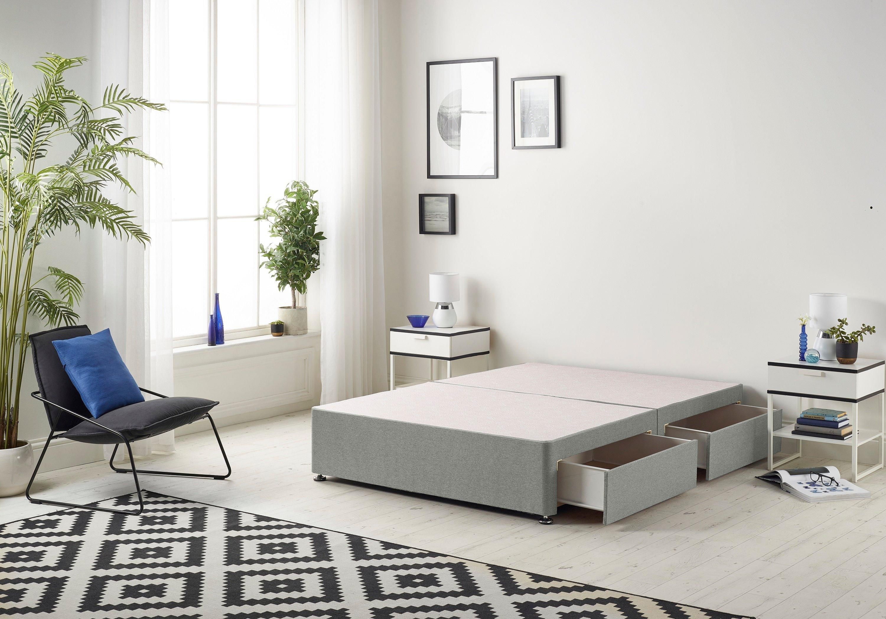 Somnior Ziggy Platform Divan Bed Base With 2 Drawers Linen