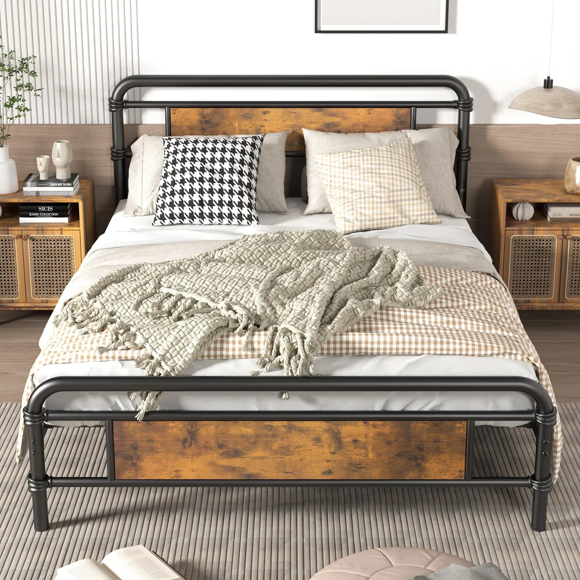 Bed Frame with Headboard,Heavy Platform Bed Frame