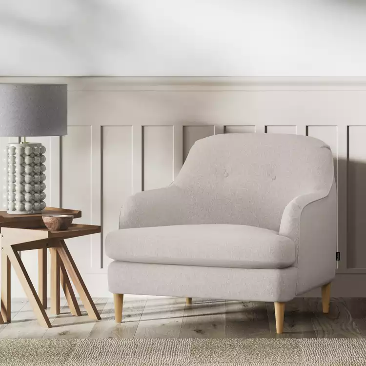 Habitat Frome Fabric Armchair - Stone - Ash Leg