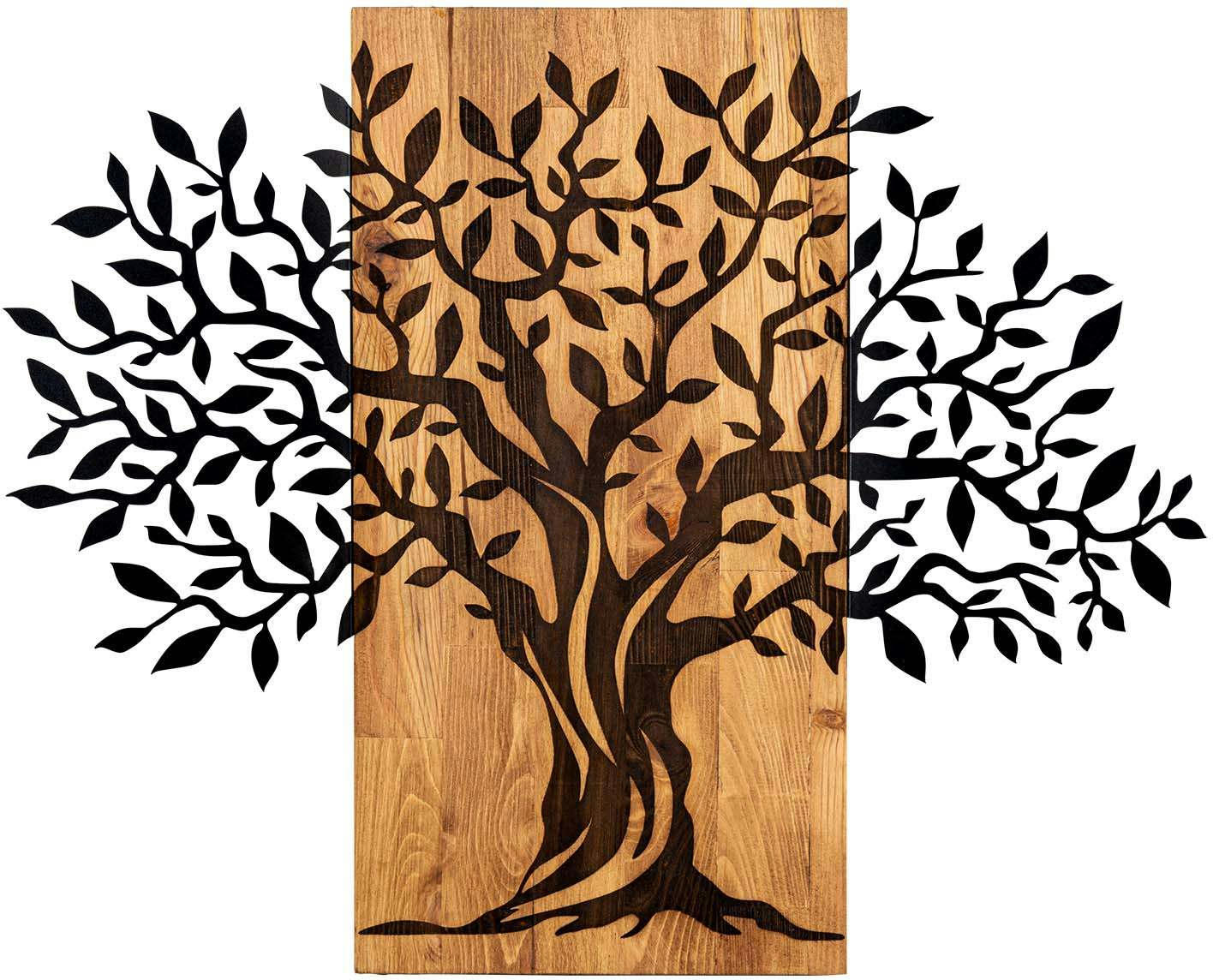 CHIARA - Décoration murale en métal et bois arbre 72 x 58 cm