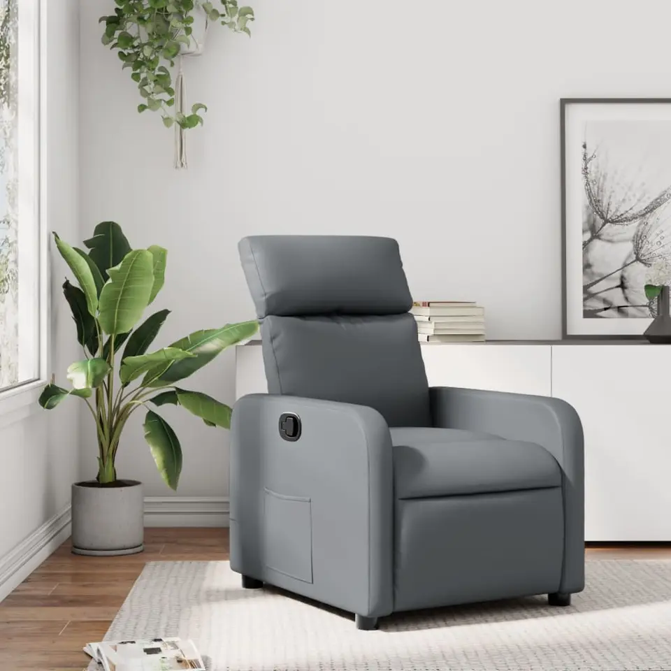 vidaXL - Fauteuil - Grijs - Kunstleer