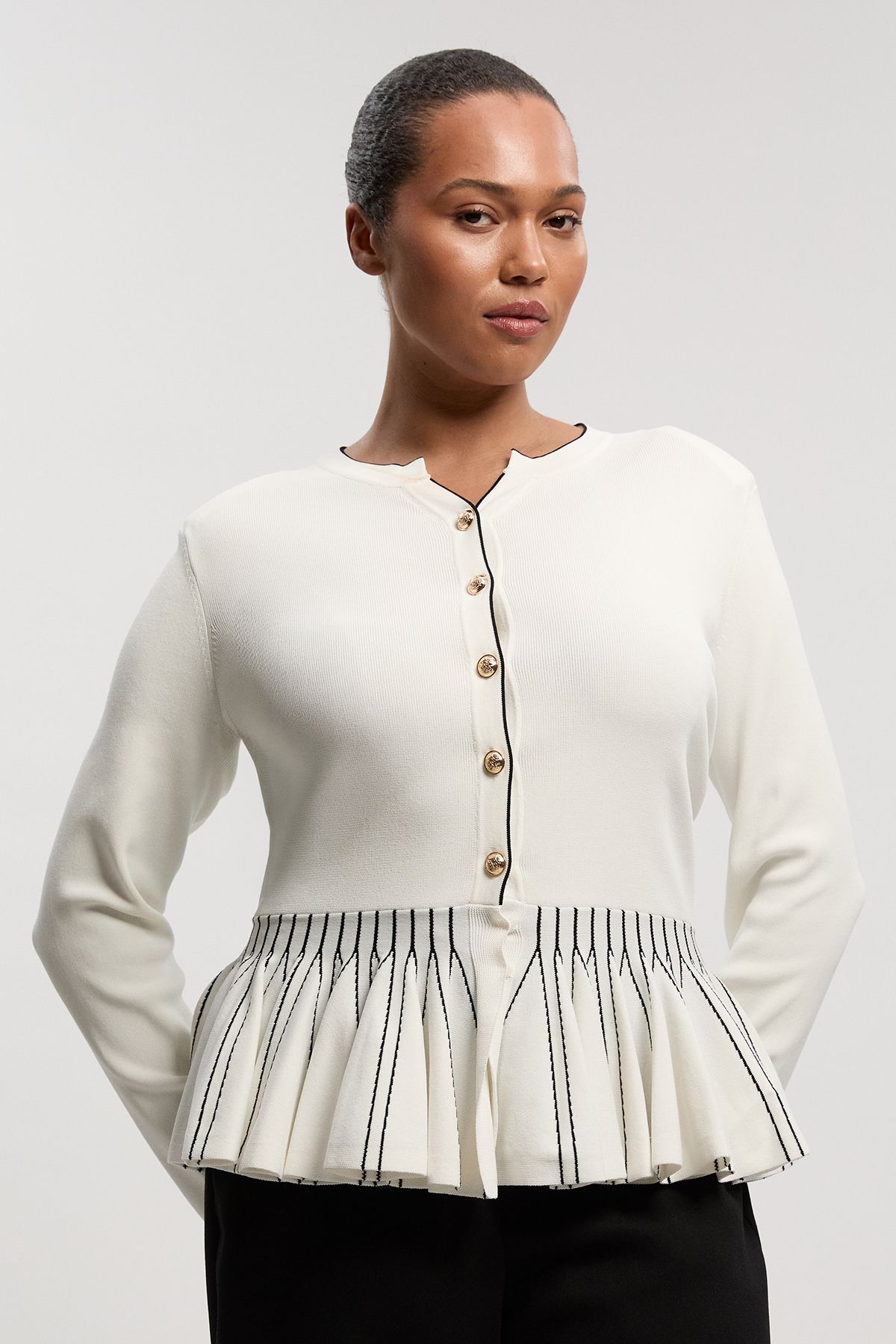 KarenMillen Plus Size Viscose Blend Knit Peplum Jacket
