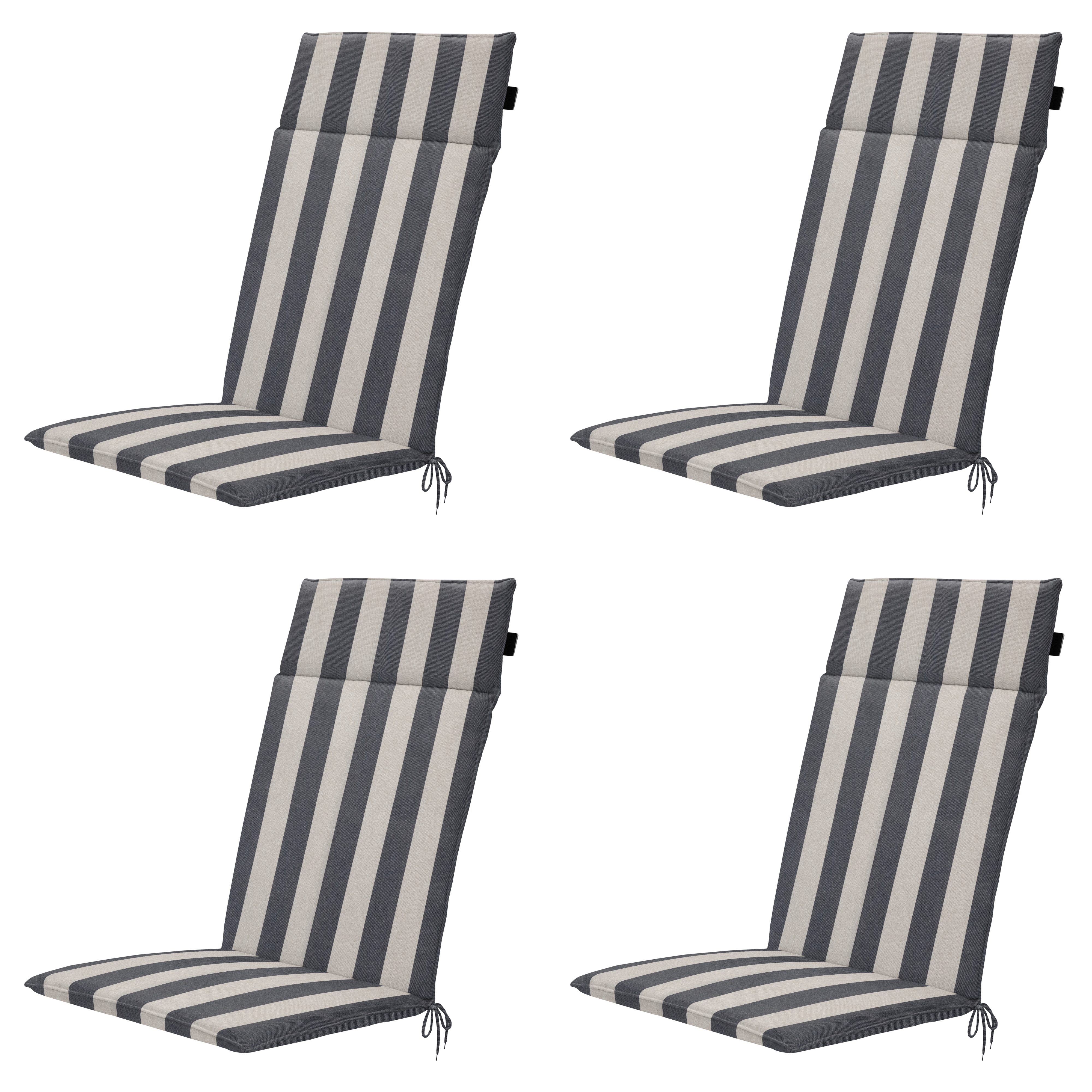 Madison tuintstoelkussen hoge rug Amora - grijs - 120x50x4cm - set van 4