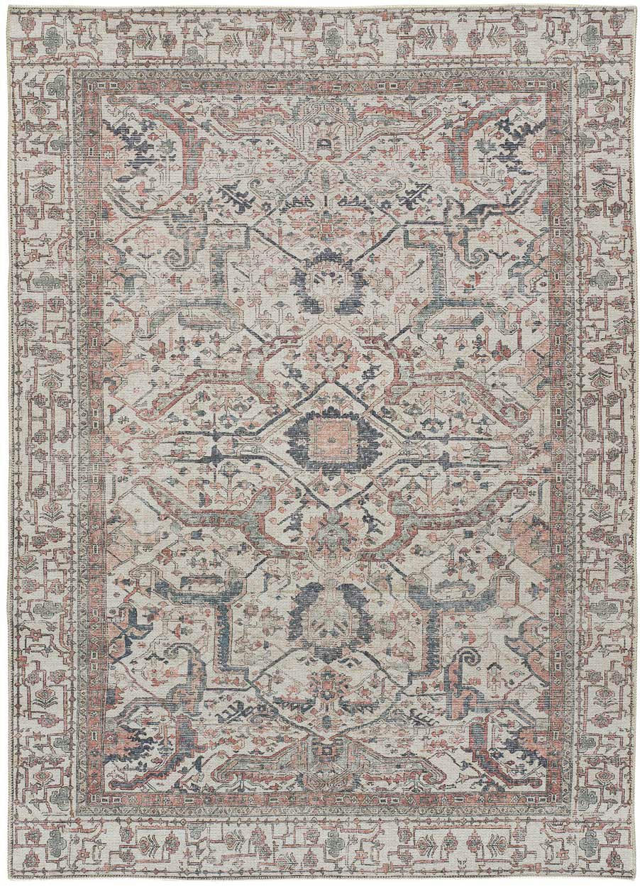 MANDALA - Tapis vintage lavable en couleur terracotta, 160X230 cm