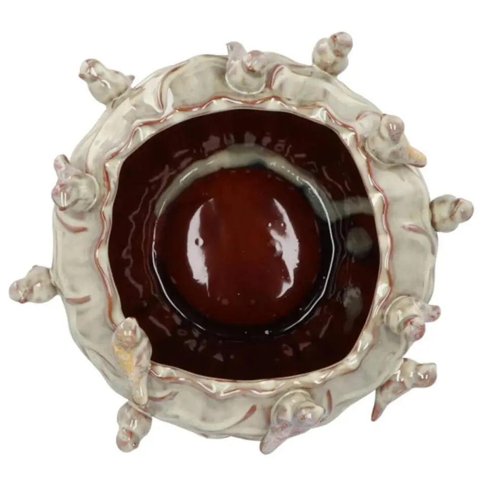 DK Design Bloempot/plantenpot Vogels - mosgroen - D19 x H15 cm