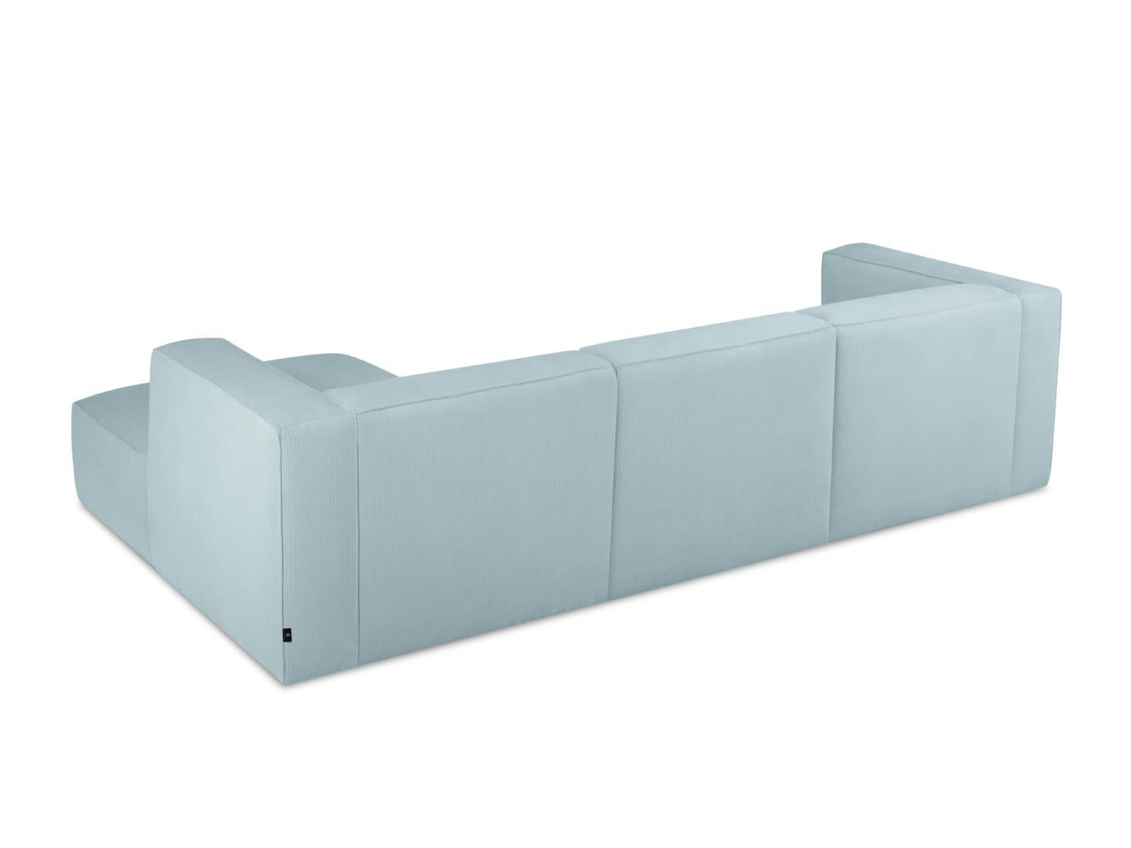 MUSE - Canapé D'Angle Droit 5 places en Velours Côtelé Bleu Clair