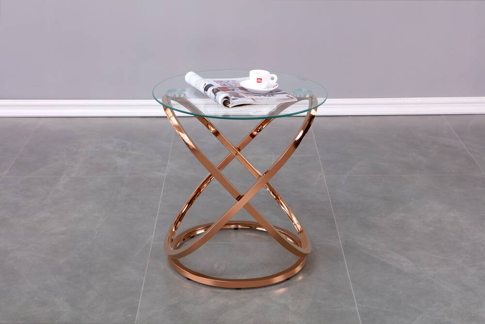 Brassex Athens Slim-Profile Accent Table with Tempered Glass Top