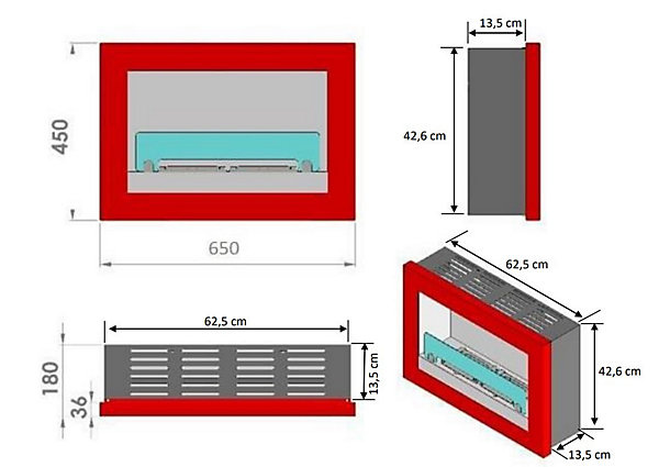 Chéminée bio-éthanol TREVISO 2.5 kw en plusieurs couleurs