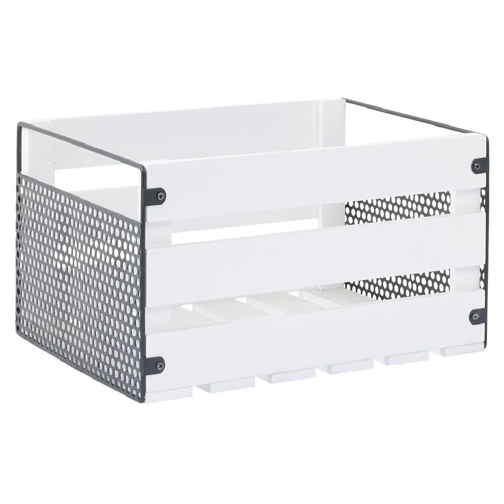 Caisse de rangement en bois et métal - L32,5 x l18 x H24 cm
