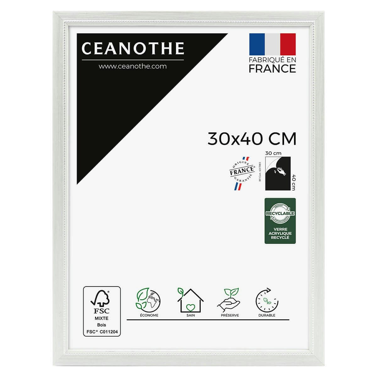 PERLE - Cadre photo gris clair 30x40 cm bois massif fsc