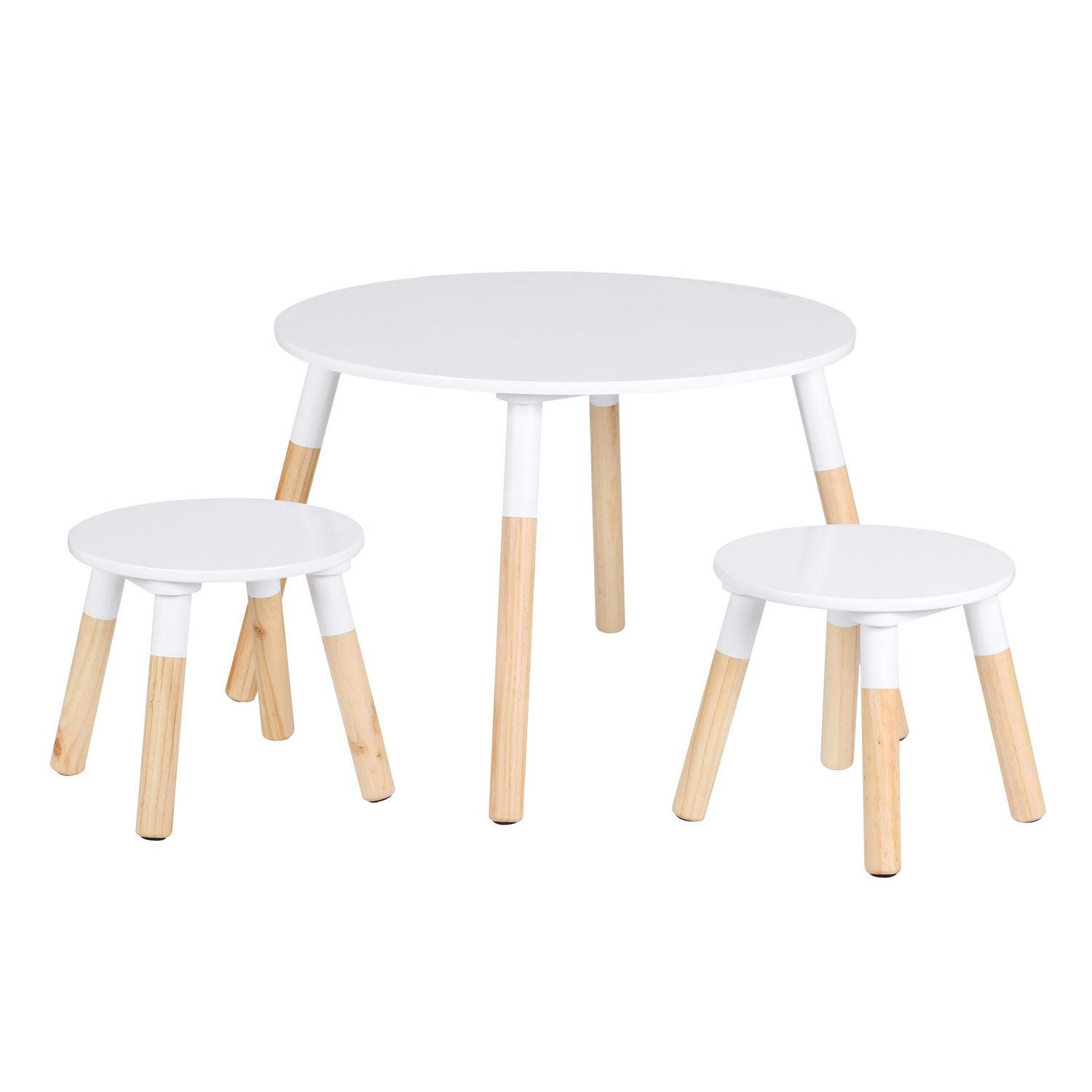 DREAM - Ensemble table et 2 tabourets pour enfants bois et blanc