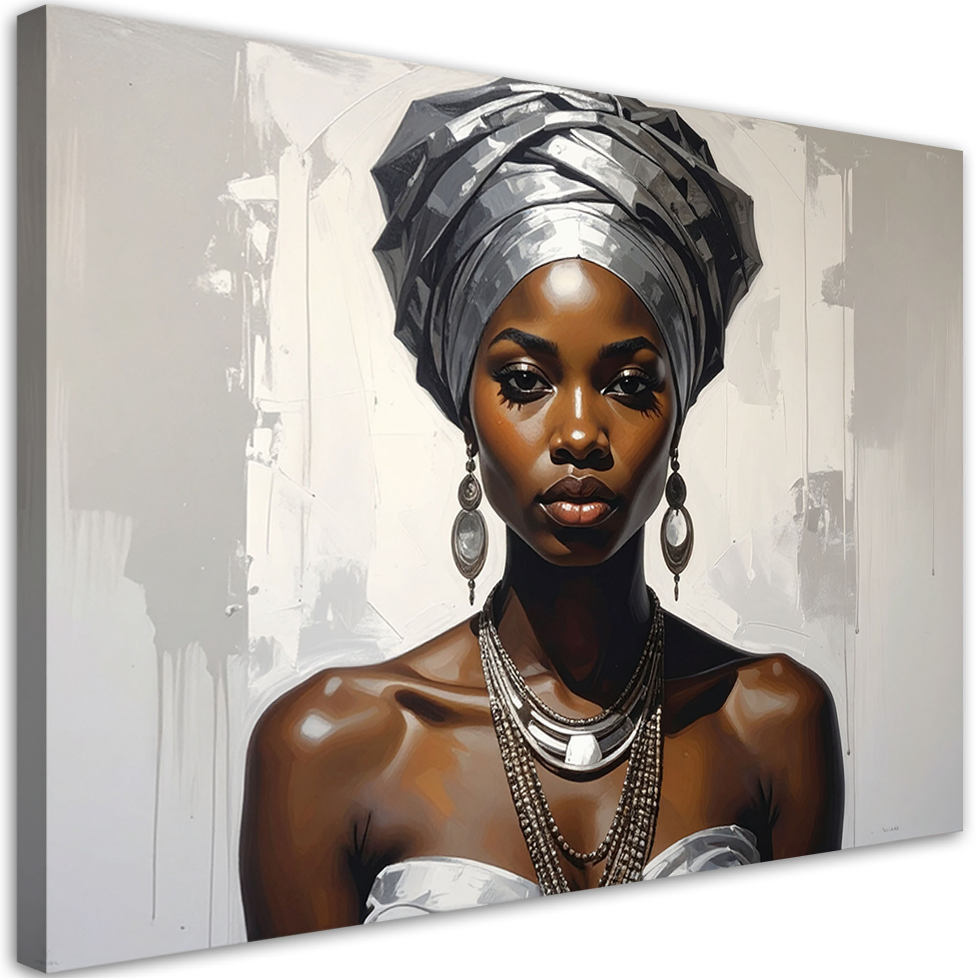Obraz do salonu sypialni, Portret kobiety w srebrnym turbanie 30x20
