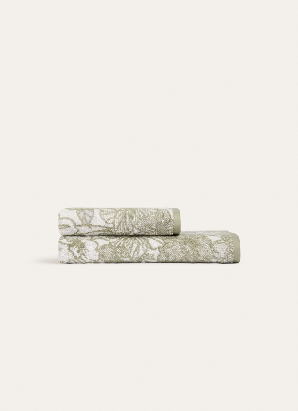 SERVIETTE DE TOILETTE EN JACQUARD MOTIF FLORAL vert