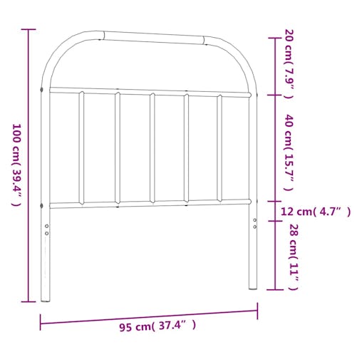 NNEVL Metal Headboard White 90 cm
