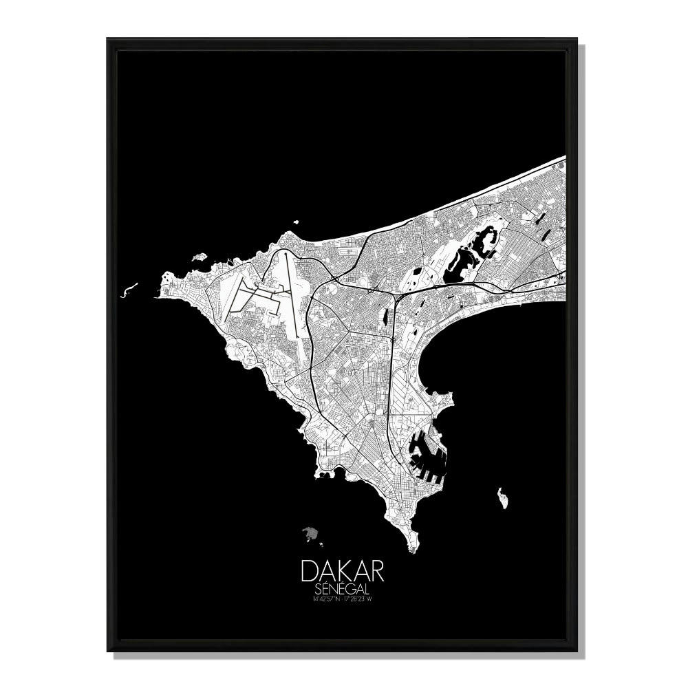 - Affiche Dakar Carte N&B 40x50