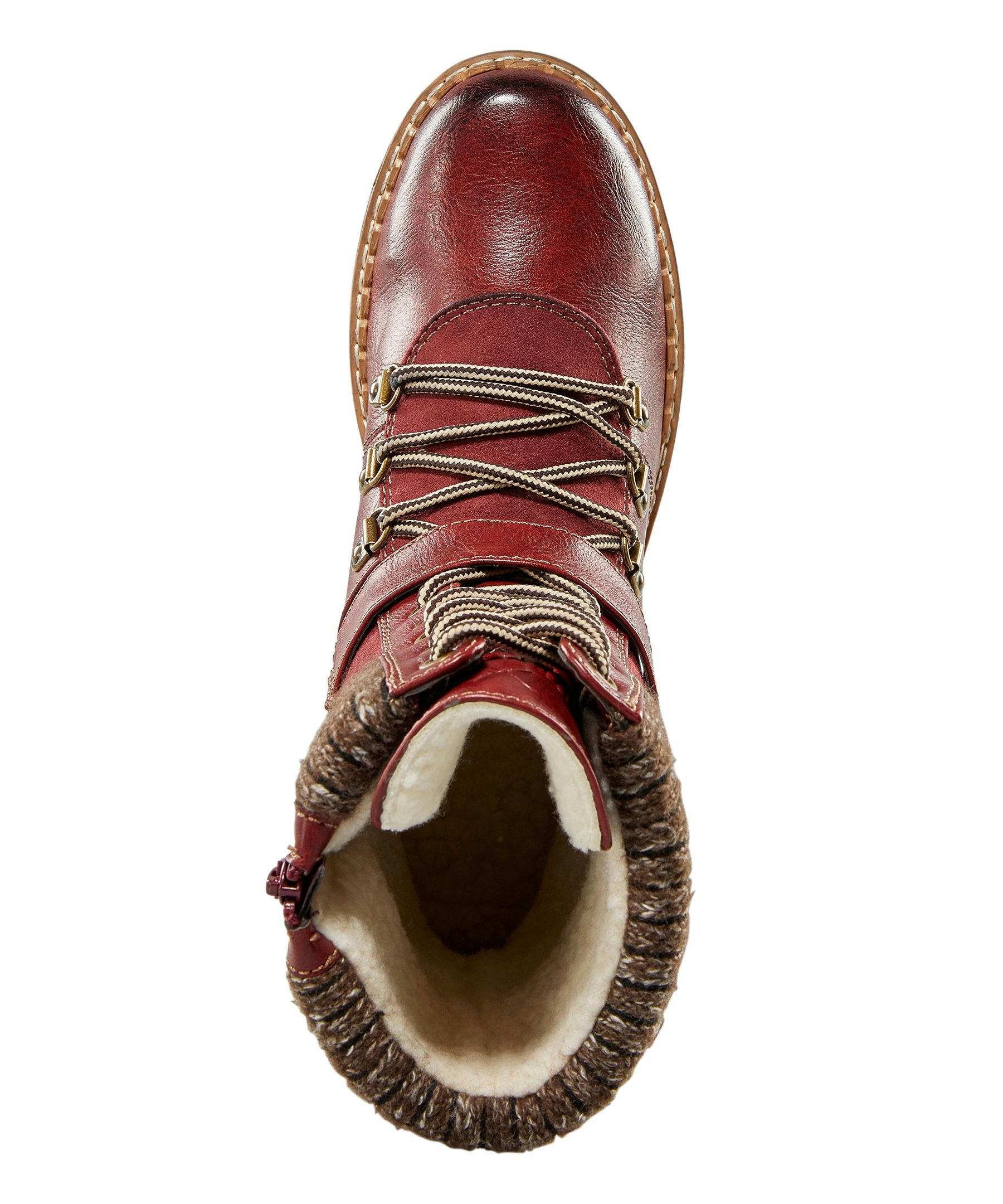 Denver Hayes Women's Cherry Lined Lace Up Boots - Burgundy