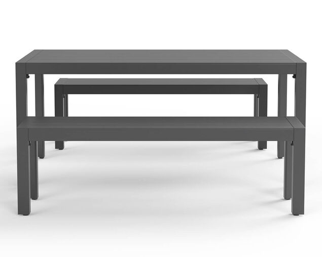 Jette 6 Seater Dining Bench Setting Bundle - Gunmetal Grey