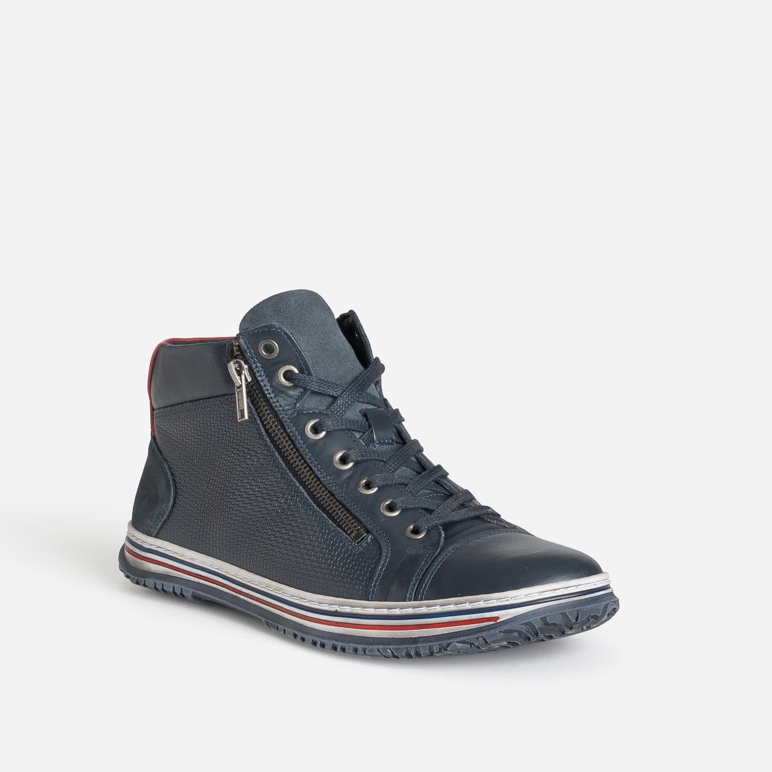 Basket marine en cuir embossé