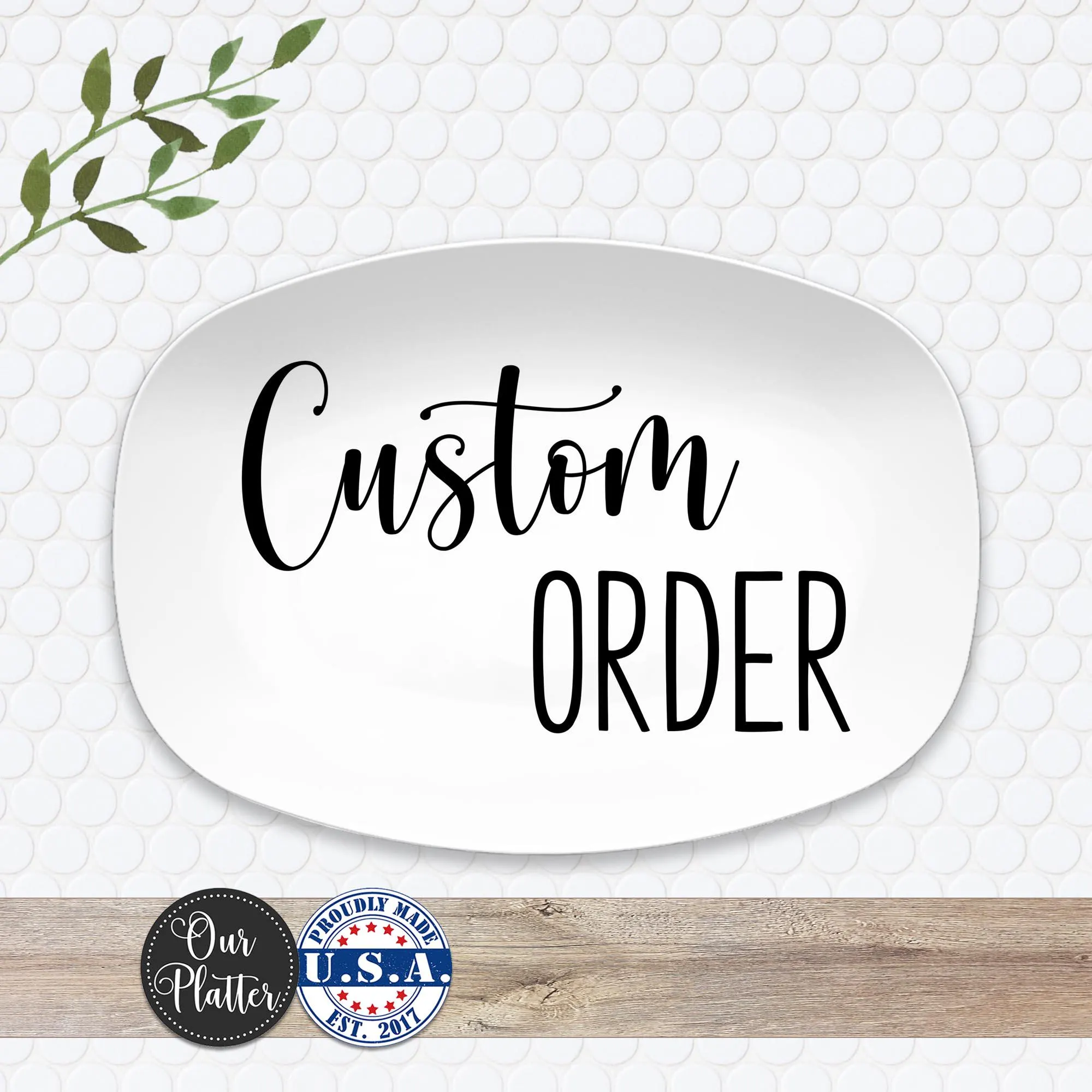 Custom Text Design Photo Logo Personalized Platter, Personalized Gift, Serving Tray Dish, Customize Font Text Style