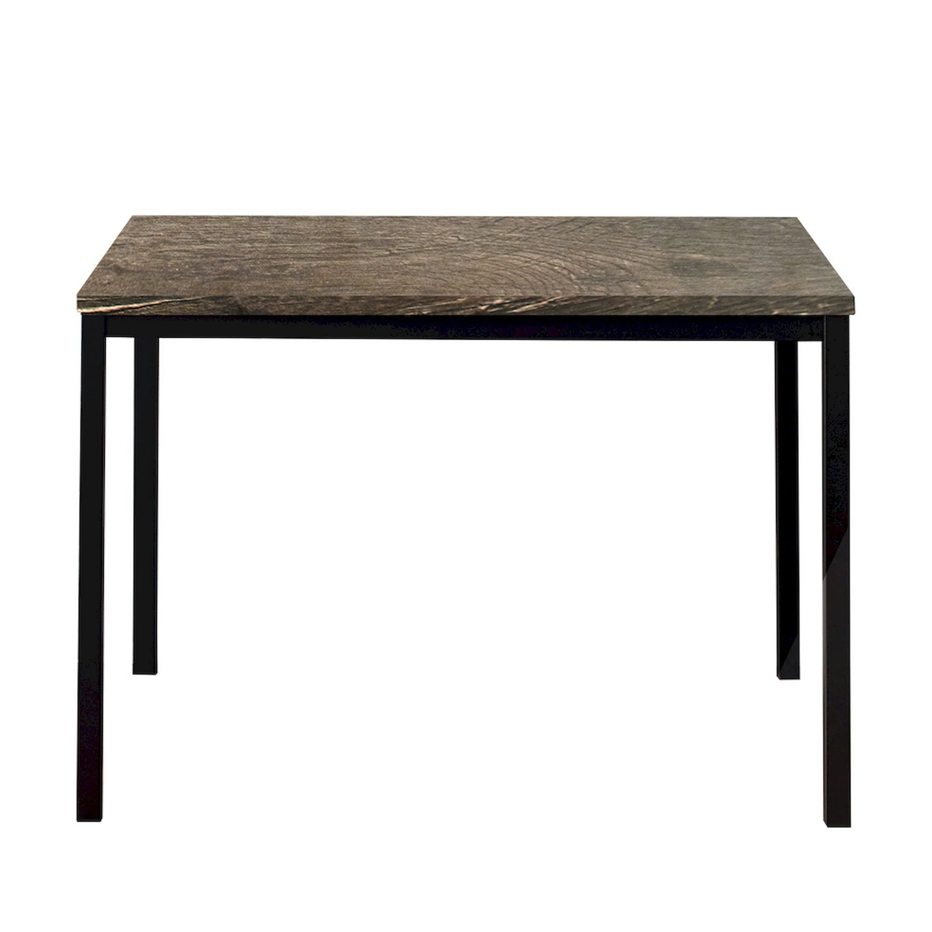 Rary Computer Writing Desk, 47 Inch, Black Metal, Dark Brown Wood Top