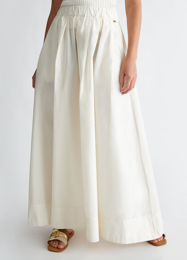 Gonna lunga bianca in taffet&agrave;