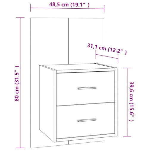 NNEVL Wall-mounted Bedside Cabinet Concrete Grey